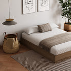 Nexera Milano Platform Bed Frame - Queen Size - Brown Oak-One-Year Limited Warranty: Rest easy knowing your purchase is covered by our one-year limited warranty for added peace of mind