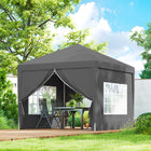 Outsunny 10' ft W x 10 ft L Outdoor Pop Up Party Tent with Carrying Bag - Grey-A piece instant frame sets up in seconds, simply expand to open