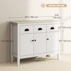 HOMCOM 39.4" L Sideboard Buffet Cabinet with Storage - White-Suitable for living rooms, kitchens, entrances