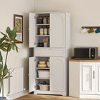 HOMCOM 72.4" H Tall Kitchen Pantry Cabinet with Doors - White-Two three-level adjustable shelves for varied storage needs 