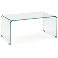 HOMCOM Glass Table with Safe Rounded Edges for Living Room - Clear-One-piece moulded design ensures high durability and sleek aesthetics