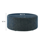 Modway Callum Large 38" Round Woven Heathered Fabric Upholstered Ottoman - Heathered Weave/Azure-Dense Foam Padding