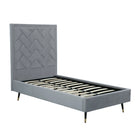 Manhattan Comfort Crosby 81.1" Modern Velvet Upholstered Twin-Size Bed - Grey-44.5" L x 81.1" W x 59.1" H