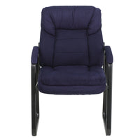 Flash Furniture Navy Microfiber Executive Side Reception Chair with Lumbar Support & Sled Base-Guest Chair