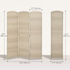 HOMCOM 3 Panel Hand-Woven Freestanding Room Divider for Home Office Bedroom - Light Oak-Suitable for creating private sections or acting as decorative backgrounds in any room 
