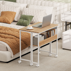 HOMCOM 31.5" Rolling Folding Desk with Wheels and Storage Bag - Natural-Six 360° swivel casters enhance mobility, with four brakes to secure the work desk in place