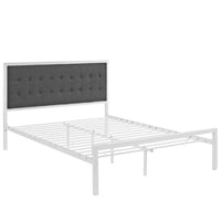 Modway Millie Fabric King Bed - White Grey-Platform Bed Frame With Headboard