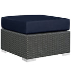 Modway Sojourn Outdoor Patio Sunbrella Ottoman - Canvas/Navy-Long Lasting Sunbrella Fabric 