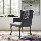 Modway Realm French Vintage Dining Performance Velvet Armchair - Grey-Performance Velvet Polyester Upholstery