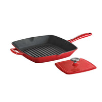 Tramontina Grill Pan with Press Enameled Cast Iron 11" Graduated Red-Enameled cast iron for even heat distribution