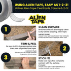 Alien Tape 10 ft. Multi-Surface Double Sided Tape - 3 Pack-Note: If using on sheetrock and painted surfaces, application will be permanent. removing the alien tape may cause paint to peel or leave residue. tip: to help remove the tape from the painted wall, spray water on the tape's edges to avoid damage to the surface