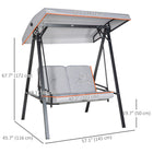 Outsunny 2 Seater Covered Outdoor Swing Chair with Removable Cushion Tilt Canopy - Grey-Adjustable canopy prevents direct sunlight and provides shade

