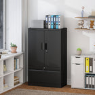 HOMCOM Metal Storage Cabinet with Locks - Black-Smooth ball-bearing slides ensure the drawer glides open and shut with ease every time