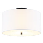 Hudson&Canal Ellis 16" Flush Mount with Fabric Shade - Matte Black/White-Paired with a white drum fabric shade