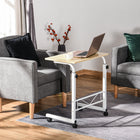 HOMCOM 23.5" Mobile Standing Desk with Adjustable Height - Natural Wood-Adjustable height can fit different beds and sofas 