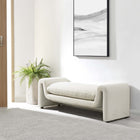 Modway Waverly Boucle Fabric Bench - Ivory-Dense Foam Padding