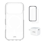 AXS Starter Kit - Ultra Clear Case, Screen Protector & 30W Charger for iPhone 17 Pro-Drop-tested, scratch resistant phone case with shock absorbing air pockets 