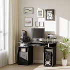 HOMCOM 47.2" Computer Desk with Keyboard Tray - Black-Two drawers and a small storage shelf for extra storage