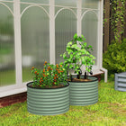 Outsunny Round Raised Garden Bed - Dia. 35" x 22" H - Green - 2 Pack-Rubber-sealed tops: pick up and carry safely 