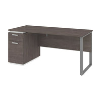 Bestar Aquarius Computer Desk - Bark Grey & White-Computer desk