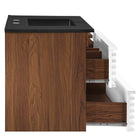 Modway Render 36" Wall-Mount Bathroom Vanity - White/Walnut/Black-8