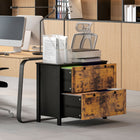 HOMCOM Lateral File Cabinet for Home Office - Rustic Brown-An elevated base makes cleaning a breeze