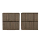 Manhattan Comfort Clive 22" Mid-Century Modern 2-Drawer Nightstand - Walnut and Gold-30 Day Limited Manufacturer's Warranty