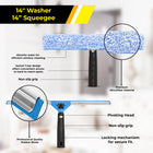 Gritt Commercial Pro Window Cleaning Kit - 14" Squeegee and Washer - 20" Pole Handle - 3 Gallon Bucket-Absorbent microfiber sleeve is easily machine-washable