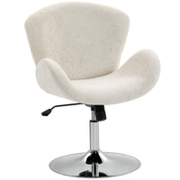 HOMCOM Swivel Desk Chair with Wide Seat - Butterfly Back - Cream White-Spacious 24.6" (62.5 cm) wide seat allows for various comfortable sitting positions