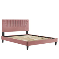 Modway Yasmine Channel Tufted Performance Velvet King Platform Bed - Dusty Rose-King Platform Bed