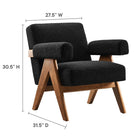 Modway Lyra Boucle Fabric Armchair - Black-Non-removable Cushions