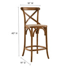 Modway Gear Counter Stool - Walnut-Elm Wood Construction