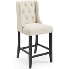 Modway Baronet Upholstered Fabric Counter Bar Stool - Beige - Set of 2-Dense Foam Padding
