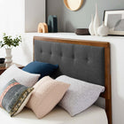 Modway Willow Wood Full Platform Bed with Angular Frame - Walnut Charcoal-Wood Slat Support System
