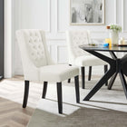 Modway Baronet Performance Velvet Dining Chairs - White - 2 Pack-Dense Foam Padding for Comfort