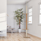 PawHut 100" Floor-To-Ceiling Cat Tree with 3 Perches - Brown-Its neutral colour will fit in with any home decor 