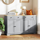 HOMCOM 140" L Sideboard Buffet Cabinet with Storage - Grey-Suitable for kitchen, living room, bathroom to store utensils, stationery, or towels