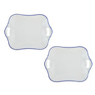 Casa Domani Café Rectangular Platter - 32 x 33cm - Blue - 2 Pack-Made of Porcelain
