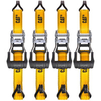 CAT 4-Piece Ratchet Tie Down Set with Soft Hooks - 16' x 1-1/2"-Size and Capacity: 16 Feet Long x 1-1/2 Inches Wide, 1,000 Pound Working Strength, 3,000 Pound Breaking Strength
