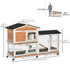 PawHut 62" Wooden Rabbit Hutch with Wheels, Run Box, Tray, Ramp and Light - Yellow-Equipped with wheels for easy moving 