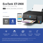 Epson EcoTank ET-2900 Wireless All-in-One Colour Supertank Printer - Black-High 5760 x 1440 dpi print resolution for exceptional photos and text, enjoy amazing image quality on a wide range of media 