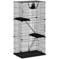 PawHut 3-Tier Cat Cage Indoor with Hammock Cushions for 1-2 Kittens-Three-tier vertical design meets your cat's climbing instincts naturally
