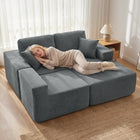 HOMCOM L-Shaped Sectional Sofa with Deep Seat - Dark Grey-Wide armrests double as trays for practical convenience  