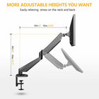 ShoppingAll SA-GM212U Adjustable Single Gas Spring Monitor Mount Desk Stand for 15"-32" Monitor - Black-This fully adjustable desk mount can be fixed by C-clamp or grommet installation on any working surface