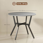 HOMCOM Round Dining Table with Steel Frame for Kitchen - Grey-4 tilted legs with a middle "X" shaped design for added strength