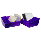 Storex Large Book Bin - Purple - 6 Pack-Sides of bins connect together for safe storage
