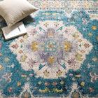 Modway Success Anisah Distressed Floral Vintage Medallion Area Rug - 4 ft W x 6 ft L - Light Blue Ivory Yellow Orange-Protect Floors From Foot Traffic / Furniture