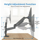ShoppingAll Fully Adjustable Pneumatic Dual Gas Spring Monitor Desk Clamp Mount - Black-Extension arms can be removed for more angle and position adjustment