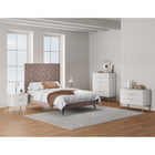 Manhattan Comfort DUMBO Modern Nightstand, Dresser Set and 5-Drawer Tall Dresser Set - White-Includes 9 Full Extension Drawers Designed in Vertical Textured Ribbed Lines.