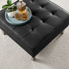 Modway Loft Tufted Vegan Leather Ottoman - Silver/Black-Linear Biscuit Button Tufting